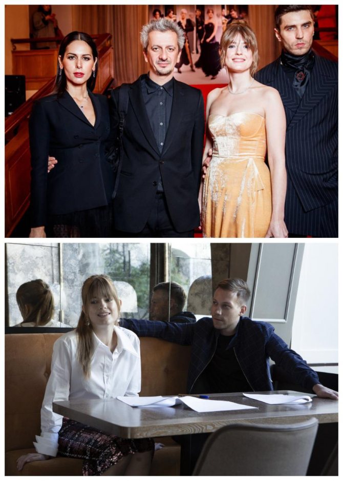 Софья Эрнст с Константином Богомоловым и коллегами на красной дорожке